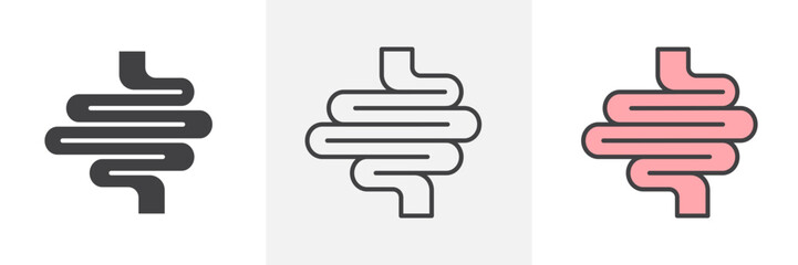 Obraz premium Intestines icon collection in black and colored style.