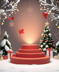 3D catwalk in the atmosphere of winter holidays.