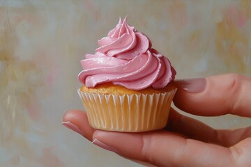 A Close-Up of a Hand Holding a Cupcake