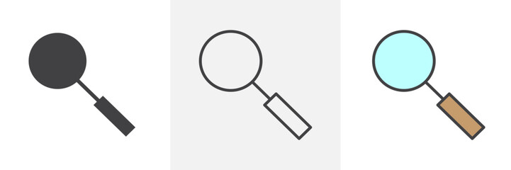 Search icon collection in black and colored style.