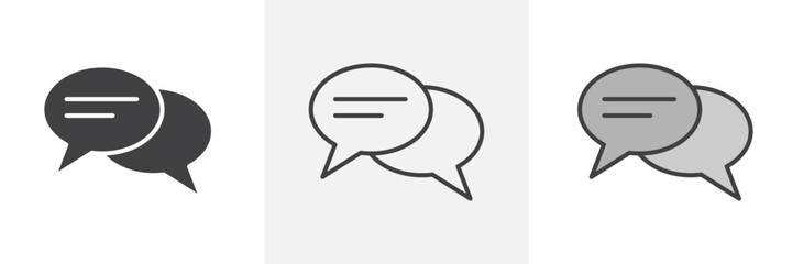 Speech bubble icon collection in black and colored style.