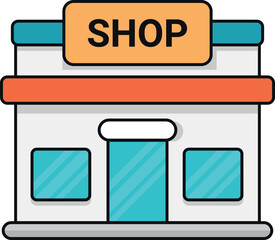 Simple Shop Flat Building Vector Illustration Retail Store Front Design. Isolated on the artboard