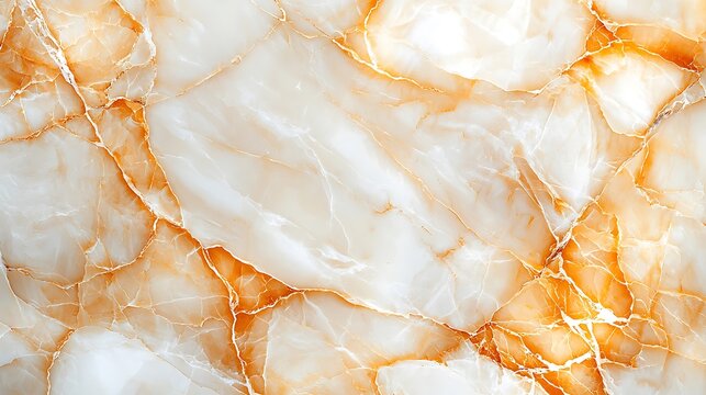 Image of a luxurious golden white marble background with stunning veining, creating a beautiful and elegant pattern design that exudes sophistication and class.