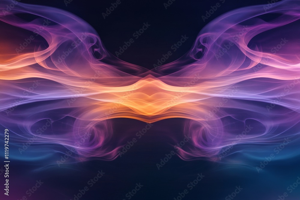 Poster abstract colorful smoke waves creating a mesmerizing background with soft gradients and fluid shapes