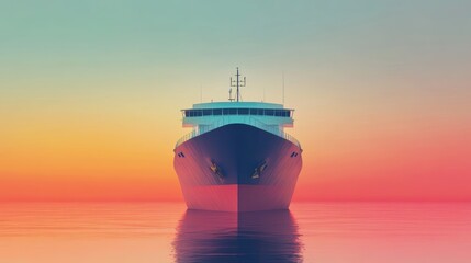 cargo ship flat design front view global shipping theme animation Triadic Color Scheme