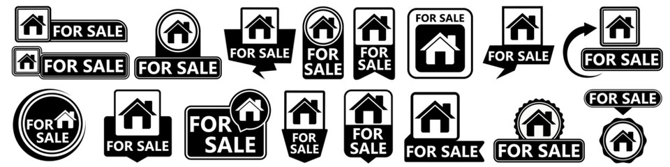 set collections labels home for sell sign. selling property symbol icon design vector illustration