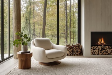 cozy interior modern living room large windows natural light
