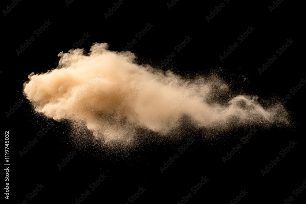 Poster soft brown dust cloud on black background creating a dramatic visual effect for backgrounds, texture