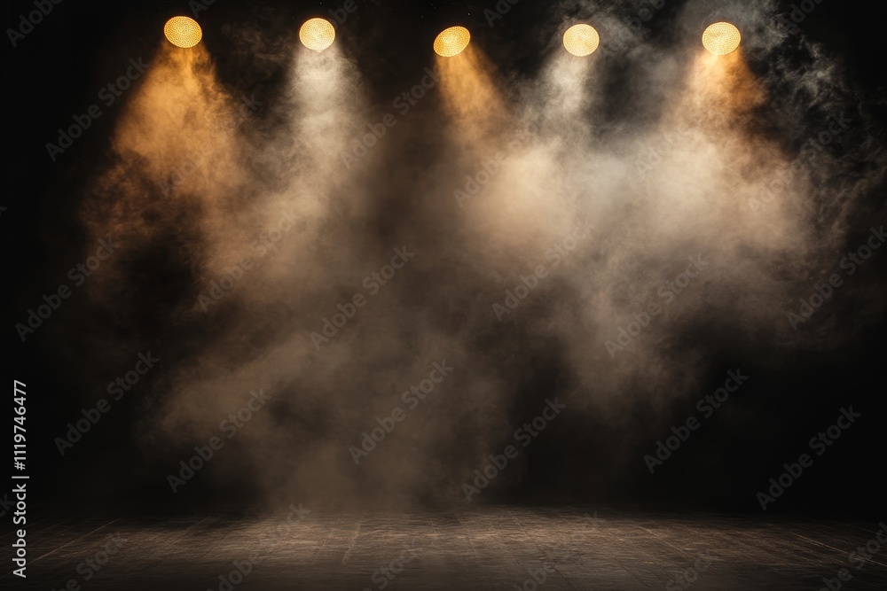 Poster dramatic lighting effect with smoky background from stage spotlights creating an atmospheric scene f