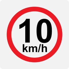 Speed limit 10 kmh signage vector illustration