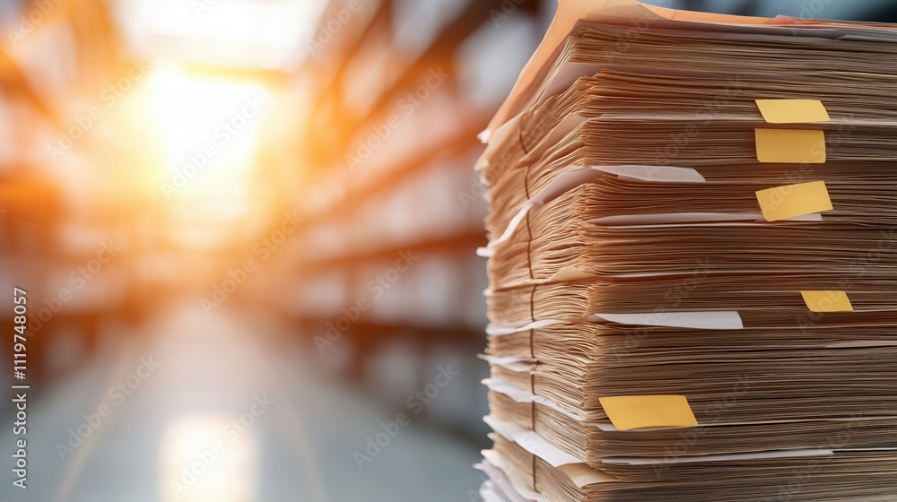 Poster organizing archive documents business office image collection bright environment close-up view docum
