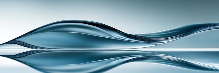 Obraz premium Abstract Fluid Blue Waves, Elegant Glossy Satin with Luminous 3D Render Illustration Background