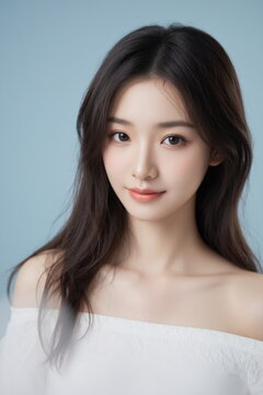 透明感のある若い女性のナチュラルメイクポートレート