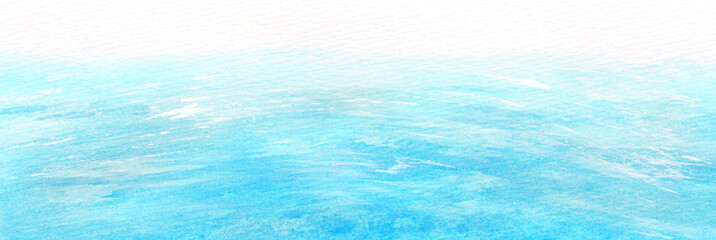 Obraz premium 澄んだ青い海みたいな水色と白色の水彩背景