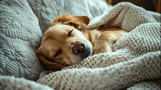 the dog is sleeping on the sofa. selective focus
