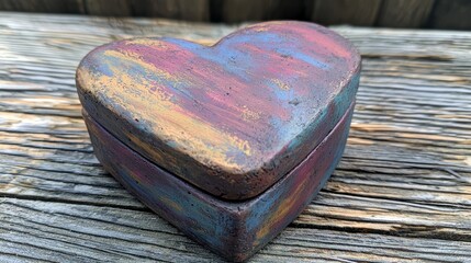 Fototapeta premium Elegant clay jewelry box with a heart-shaped lid, painted in subtle pastel hues,