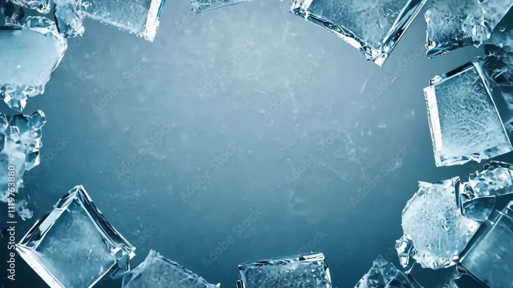 Poster shattered ice concept with abstract background and turbulent texture for creative design projects