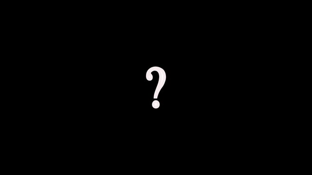 Animated bw question marks. Black and white thin line icon 4K video for web design. Why asking. White question mark on blue background with empty copy space on right side. 