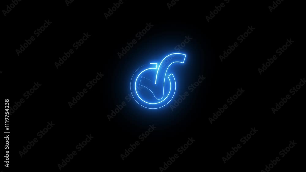 Poster neon glowing check mark icon animation ,bride lighting check mark. check mark icon animated on trans