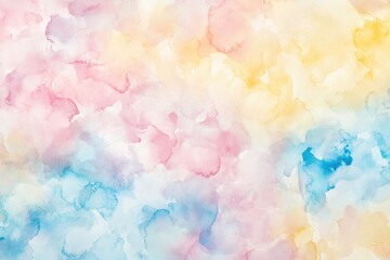 Fototapeta premium Watercolor illustration of a clear blue sky with white clouds