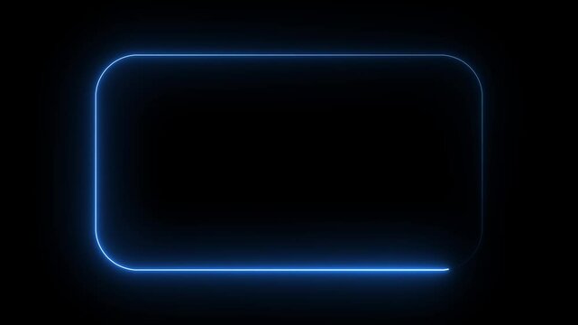 Rectangle saber glowing background animation, neon frame sign. NEON Lights motion loops square circular motion