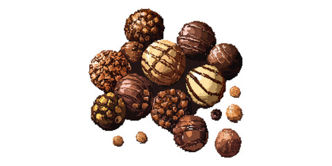 Obraz premium Assorted chocolate truffles isolated on transparent background