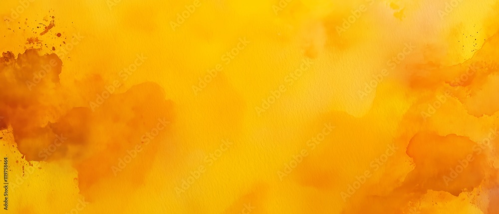 Poster yellow background with splatters of paint. the splatters are in different sizes and shapes, creating
