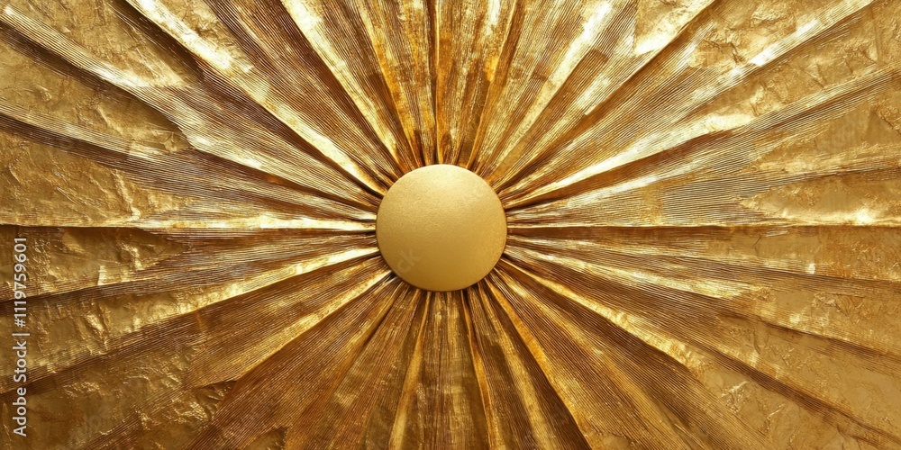 Poster golden rays radiate from a central orb, creating a stunning display of light and texture in an artis