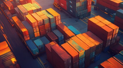 Fototapeta premium Containers in shipping yard, shipping port.