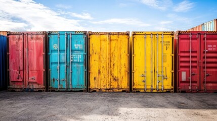 Containers in shipping yard, shipping port.