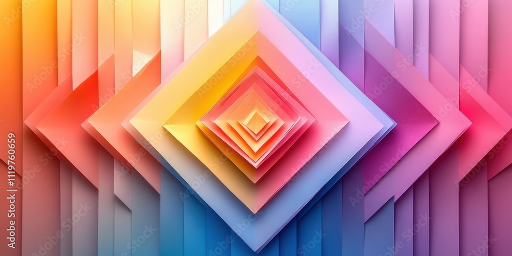 Poster vibrant layers of geometric shapes create a mesmerizing optical illusion in a colorful abstract desi