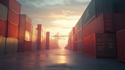 Fototapeta premium Containers in shipping yard, shipping port.