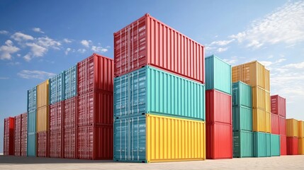 Fototapeta premium Containers in shipping yard, shipping port.