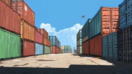 Fototapeta premium Containers in shipping yard, shipping port.