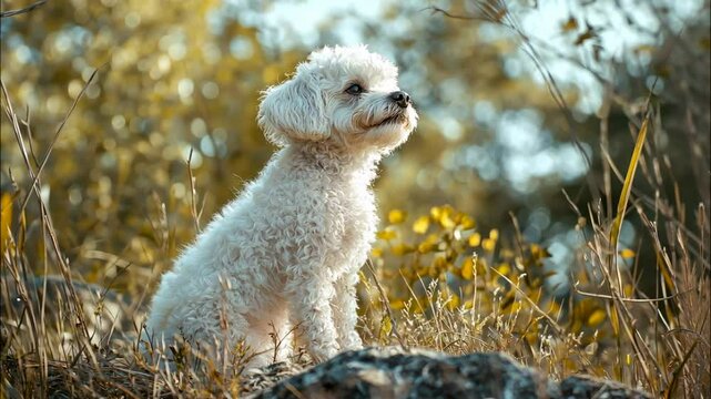 bichon frize in nature. selective focus