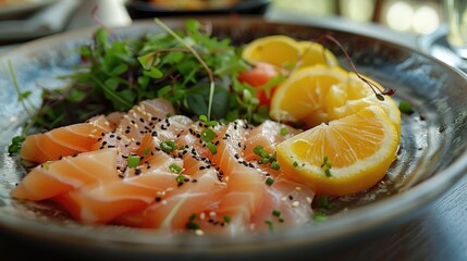 A close-up view of a plate of food on a table, ideal for use in restaurants, cafes or cookbooks