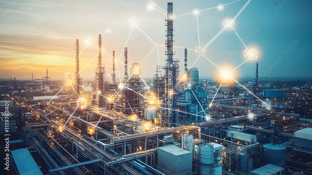 Poster smart factories implement energy-saving technologies, such as smart grids and energy-efficient machi
