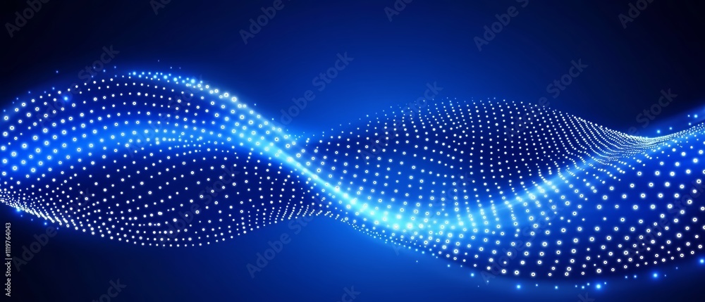 Aufkleber Blue wave with many dots on it. The dots are scattered all over the wave, giving it a sense of movement and energy. The blue color of the wave and the dots creates a calming and serene mood