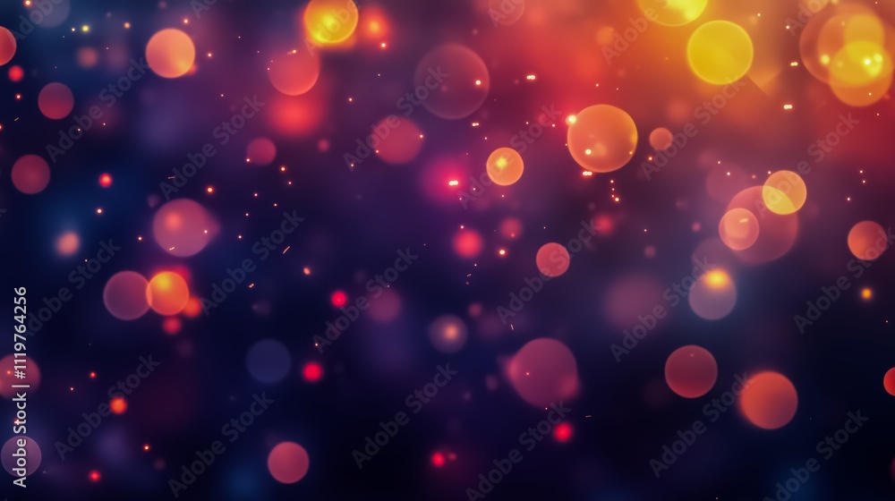 Poster blurry image of colorful circles with a dark background. the circles are of different sizes and colo