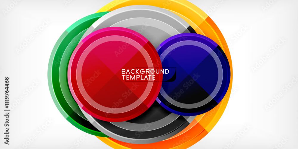 Aufkleber abstract background - multicolored circles, trendy minimal geometric design, vector illustration