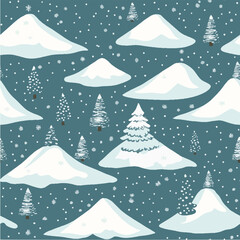 Vector seamless pattern of winter christmas landscape