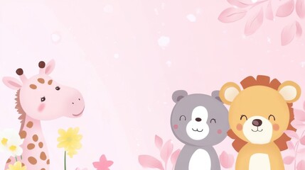Naklejka premium Whimsical Wildlife: Simple Cartoon Animal Illustrations