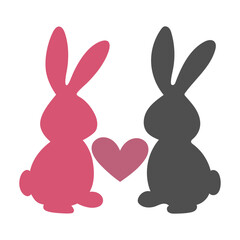 Playful Bunny Silhouette Vector for Love and Romance Themes.
