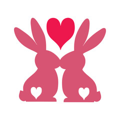 Playful Bunny Silhouette Vector for Love and Romance Themes.