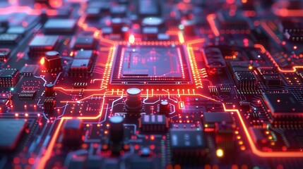 Obraz premium Detailed view of an electronic circuit board. Ideal for technology and engineering concepts.