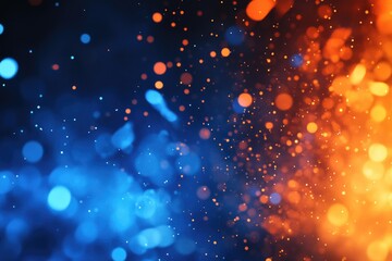 A close-up shot of blurred city lights with a mix of blue and orange hues