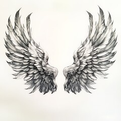 wing, angel, vector, wings, bird, tattoo, illustration, design, feather, eagle, art, love, drawing, vintage, heart, black, silhouette, symbol, sketch, tribal, ornament, element, flying, decoration, he