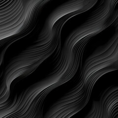 An organic pattern of dark gray lines creates the illusion of a wavy hexagon on a black background. A complex and textured design adds depth to the black canvas.