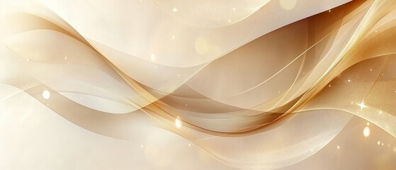 Gold and white background with a wavy line and a lot of sparkles. The background is a gold and white color, and the wavy line adds a sense of movement and energy to the image