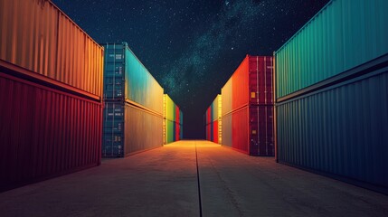 Fototapeta premium Containers in shipping yard, shipping port.